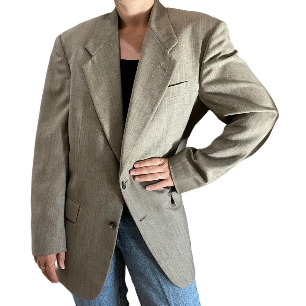 Vintage Mens Givenchy Brown Tan Oversized Sport Coat Blazer Single Breasted L - Picture 6 of 10